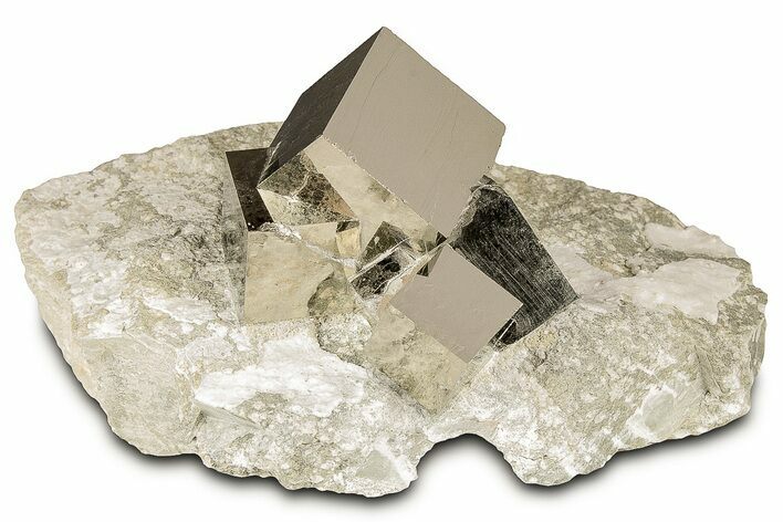 Natural Pyrite Cube Cluster In Rock - Navajun, Spain #325111